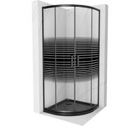 Mexen Rio cabine de douche semi-circulaire 80 x 80 cm, bandes noires, noir + receveur Plat, noir - 863-080-080-70-20-4170B 14573 5907709148185