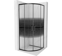 Mexen Rio cabine de douche semi-circulaire 80 x 80 cm, bandes noires, noire - 863-080-080-70-20 14413 5907709147478