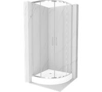 Mexen Rio cabine de douche semi-circulaire 80 x 80 cm, transparent, chrome + receveur Rio, blanc - 863-080-080-01-00-4710 13388 5907709166073