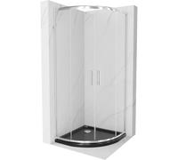 Mexen Rio cabine de douche semi-circulaire 80 x 80 cm, transparente, chrome + receveur Flat, noir - 863-080-080-01-00-4170 13376 5907709165946