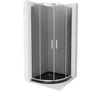 Mexen Rio cabine de douche semi-circulaire 90 x 90 cm, graphite, chrome + receveur Flat, noir - 863-090-090-01-40-4170 13383 5907709166011