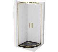 Mexen Rio cabine de douche semi-circulaire 90 x 90 cm, transparente, dorée + receveur plat, noir - 863-090-090-50-00-4170G 14545 5907709147935