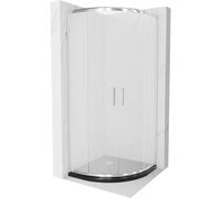 Mexen Rio paroi de douche semi-circulaire 80 x 80 cm, motif Rhinestone, Chrome + receveur de douche Flat, Noir - 863-080-080-01-30-417