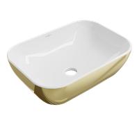 Mexen Rita lavabo à poser 45 x 32 cm, blanc/doré - 21084506 21896 5907709156593
