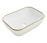 Mexen Rita lavabo à poser 45 x 32 cm, blanc/or motif à carreaux - 21084509 21897 5907709156616