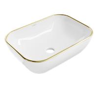 Mexen Rita lavabo à poser 45 x 32 cm, blanc/or bord - 21084505 2320 5907709190887