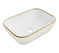 Mexen Rita lavabo à poser 45 x 32 cm, blanc/or motif à carreaux - 21084509 21897 5907709156616