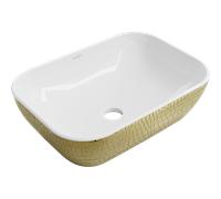 Mexen Rita lavabo à poser 45 x 32 cm, blanc/or motif écaille - 21084554 1086 5907709190917