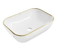 Mexen Rita lavabo à poser 45 x 32 cm, blanc/or bord - 21084505 2320 5907709190887