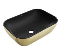 Mexen Rita lavabo à poser 45 x 32 cm, noir mat/doré motif lignes - 21084577 21907 5907709156654
