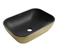 Mexen Rita lavabo sur plan 45 x 32 cm, noir mat/doré motif écailles - 21084578 21908 5907709156685