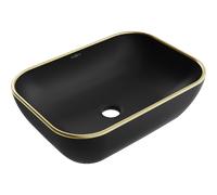 Mexen Rita vasque à poser 45 x 32 cm, noir mat/bord doré - 21084575 21905 5907709156586