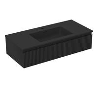 Mexen Rivel armoire de salle de bain 100 cm avec lavabo Otis, 1 tiroir, rainuré, noir mat - 91A20-10023-1-BF71-W18M71 82627 5905315494559