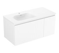 Mexen Rivel armoire de salle de bain 100 cm avec lavabo Vela gauche, 1T, 1P, rainurée, blanc mat - 91A23-10047-3-BBFF01-W23L01 85875 5905315774880