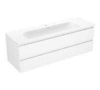 Mexen Rivel armoire de salle de bain 140 cm avec lavabo Vela, 2 tiroirs, rainurée, blanc mat - 91A20-14047-2-BFF01-W23M01 85056 5905315503848