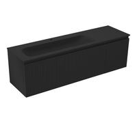Mexen Rivel armoire de salle de bain 160 cm avec lavabo Vela gauche, 1S, 1D, rainurée, noire mate - 91A23-16047-3-BBFF71-W23L71 85886 5905315775047