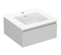 Mexen Rivel armoire de salle de bain 50 cm avec lavabo Otis, 1 tiroir, rainuré, gris mat/blanc mat - 91A20-05023-1-BF62-W18M01 82303 5905315493873