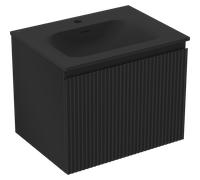 Mexen Rivel armoire de salle de bain 60 cm avec lavabo Vela, 1 tiroir, rainuré, noir mat - 91A20-06047-1-BF71-W23M71 84504 5905315501486