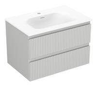 Mexen Rivel armoire de salle de bain 70 cm avec lavabo Vela, 2 tiroirs, rainuré, gris mat/blanc mat 85037 5905315502780