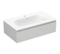 Mexen Rivel armoire de salle de bain 80 cm avec lavabo Vela, 1 tiroir, rainurée, gris mat/blanc mat - 91A20-08023-1-BF62-W23M01 82688 5905315499547