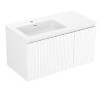 Mexen Rivel armoire de salle de bain 90 cm avec lavabo Otis gauche, 1S, 1D, rainuré, blanc mat - 91A23-09047-3-BBFF01-W18L01 85791 5905315773869