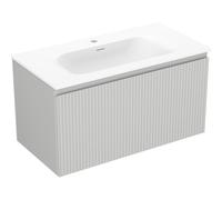 Mexen Rivel armoire de salle de bain 90 cm avec lavabo Vela, 1 tiroir, rainuré, gris mat/blanc mat - 91A20-09047-1-BF62-W23M01 84514 5905315501707