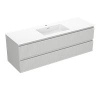 Mexen Rivel armoire de salle de bains 140 cm avec lavabo Otis, 2 tiroirs, rainurée, gris mat/blanc mat - 85021 5905315498465
