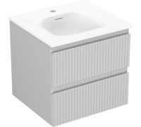 Mexen Rivel armoire de salle de bains 50 cm avec lavabo Vela, 2 tiroirs, rainurée, gris mat/blanc mat 85029 5905315502605