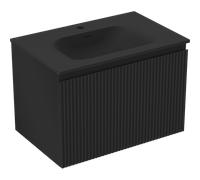 Mexen Rivel armoire de salle de bains 70 cm avec lavabo Vela, 1 tiroir, cannelé, noir mat - 91A20-07047-1-BF71-W23M71 84508 5905315501578
