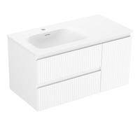 Mexen Rivel armoire de salle de bains 90 cm avec lavabo Vela gauche, 2S, 1D, rainurée, blanc mat - 91A23-09047-3-BBFFF01-W23L01 86031 5905315776570