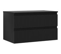 Mexen Rivel armoire de salle de bains sous-vasque 80 cm avec plateau, 2 tiroirs, rainurée, noir mat - 91A20-08047-2-BFFC71 81311 5905315475510