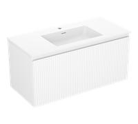 Mexen Rivel meuble de salle de bain 100 cm avec lavabo Otis, 1 tiroir, rainuré, blanc mat - 91A20-10047-1-BF01-W18M01 84466 5905315496553