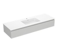 Mexen Rivel meuble de salle de bain 140 cm avec lavabo Otis, 1 tiroir, rainuré, gris mat/blanc mat - 91A20-14023-1-BF62-W18M01 82643 5905315495136