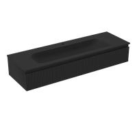 Mexen Rivel meuble de salle de bain 140 cm avec lavabo Vela, 1 tiroir, rainurée, noir mat - 91A20-14023-1-BF71-W23M71 82751 5905315500588