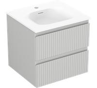 Mexen Rivel meuble de salle de bain 50 cm avec lavabo Vela, 2 tiroirs, rainuré, gris mat/blanc mat - 91A20-05047-2-BFF62-W23M01 85029 5905315502605