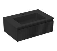Mexen Rivel meuble de salle de bain 70 cm avec lavabo Otis, 1 tiroir, rainuré, noir mat - 91A20-07023-1-BF71-W18M71 82601 5905315494108