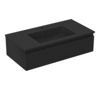 Mexen Rivel meuble de salle de bain 90 cm avec lavabo Otis, 1 tiroir, rainuré, noir mat - 91A20-09023-1-BF71-W18M71 82621 5905315494283