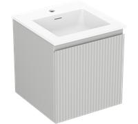 Mexen Rivel meuble de salle de bains 45 cm avec lavabo Otis, 1 tiroir, rainuré, gris mat/blanc mat - 91A20-04547-1-BF62-W18M01 84413 5905315495853