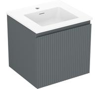 Mexen Rivel meuble de salle de bains 50 cm avec lavabo Otis, 1 tiroir, cannelé, graphite mat/blanc mat 84432 5905315495969