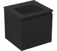 Mexen Rivel meuble de salle de bains 50 cm avec lavabo Otis, 1 tiroir, rainuré, noir mat - 91A20-05047-1-BF71-W18M71 84435 5905315495990