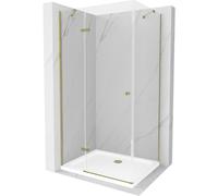 Mexen Roma cabine de douche à charnière 90 x 70 cm, transparente, or + bac à douche plat - 854-090-070-50-00-4010 4747 5907709176409