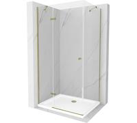 Mexen Roma cabine de douche avec porte battante 110 x 70 cm, Transparent, Or + receveur de douche Flat - 854-110-070-50-00-4010