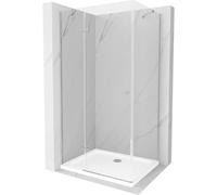 Mexen Roma cabine de douche avec porte battante 100 x 80 cm, Transparent, Chrome + receveur de douche Flat - 854-100-080-01-00-4010