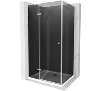 Mexen Roma cabine de douche pivotante 120 x 90 cm, graphite, chrome + receveur Flat, blanc - 854-120-090-01-40-4010 13667 5907709168602