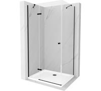 Mexen Roma cabine de douche pivotante 100 x 70 cm, transparente, noire + receveur plat, blanc - 854-100-070-70-00-4010B 13623 5907709168121