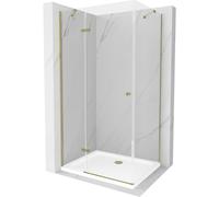 Mexen Roma cabine de douche pivotante 100 x 70 cm, transparente, or + receveur plat - 854-100-070-50-00-4010 4751 5907709176447