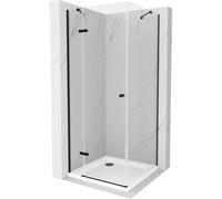 Mexen Roma cabine de douche pivotante 70 x 70 cm, transparente, noire + bac Flat, blanc - 854-070-070-70-00-4010B 13605 5907709167940