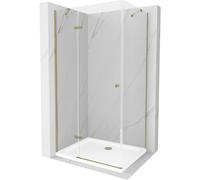 Mexen Roma cabine de douche pivotante 70 x 90 cm, transparente, or + receveur plat - 854-070-090-50-00-4010 4741 5907709176348