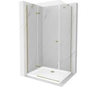 Mexen Roma cabine de douche pivotante 80 x 100 cm, transparent, or + receveur plat - 854-080-100-50-00-4010 4746 5907709176393