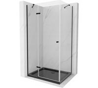 Mexen Roma cabine de douche pivotante 80 x 100 cm, transparente, noire + receveur plat, noir - 854-080-100-70-00-4070B 13585 5907709167872